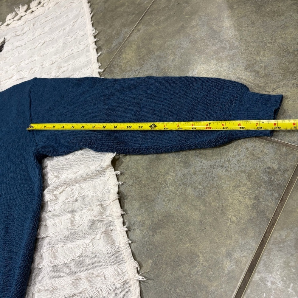 Andean Sweater Mens L Blue 100% Alpaca V Neck Knit Peru Grandpacore Golf Luxury - Picture 9 of 10